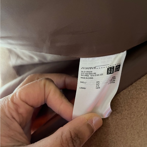 Uniqlo Beige Brown wool peacoat winter Coat preppy old money cottage academia - Picture 12 of 12